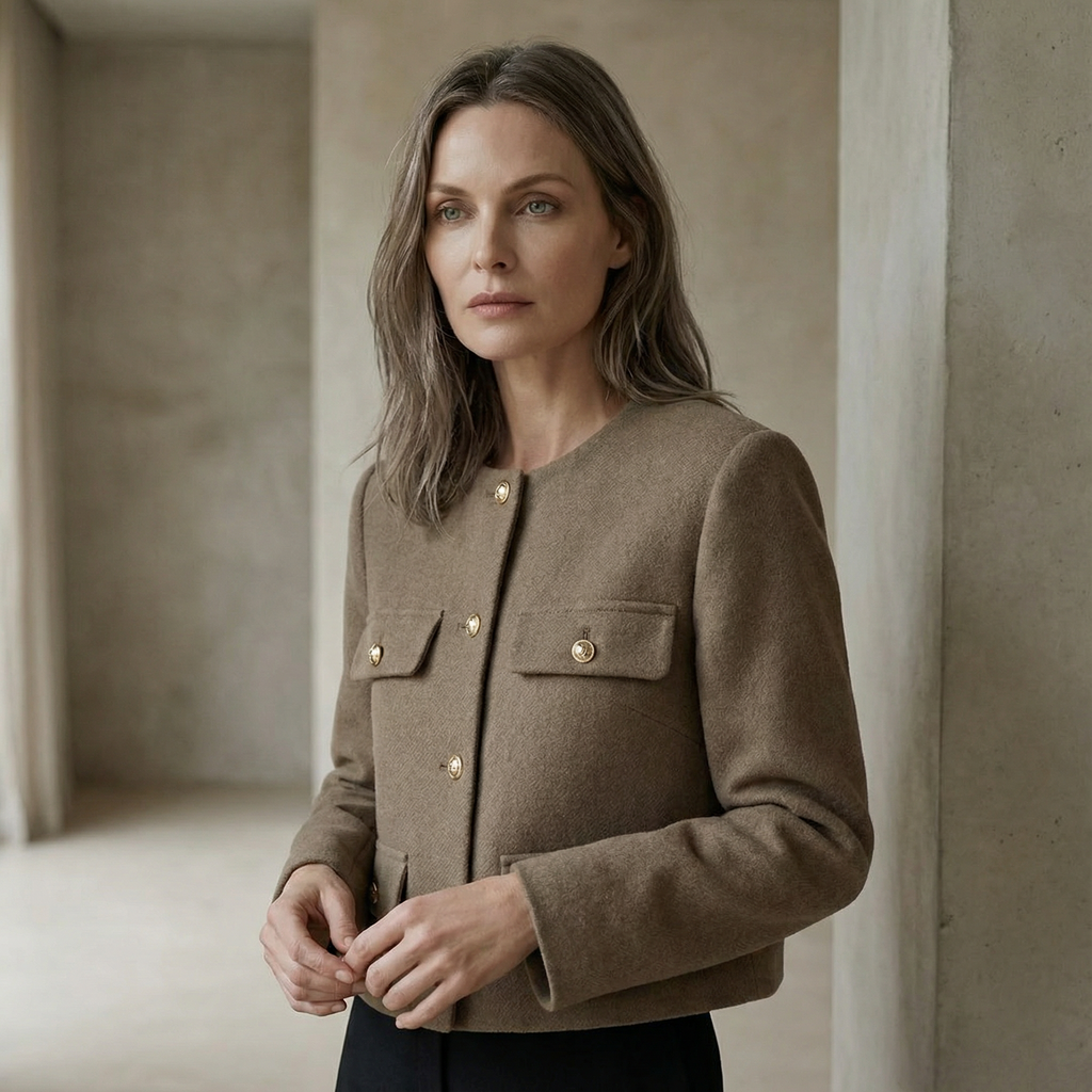 Tweed blazer med lommer til Dame