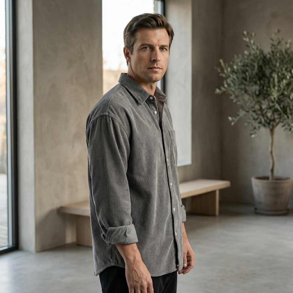 Corduroy skjorte med brystlomme til Herre