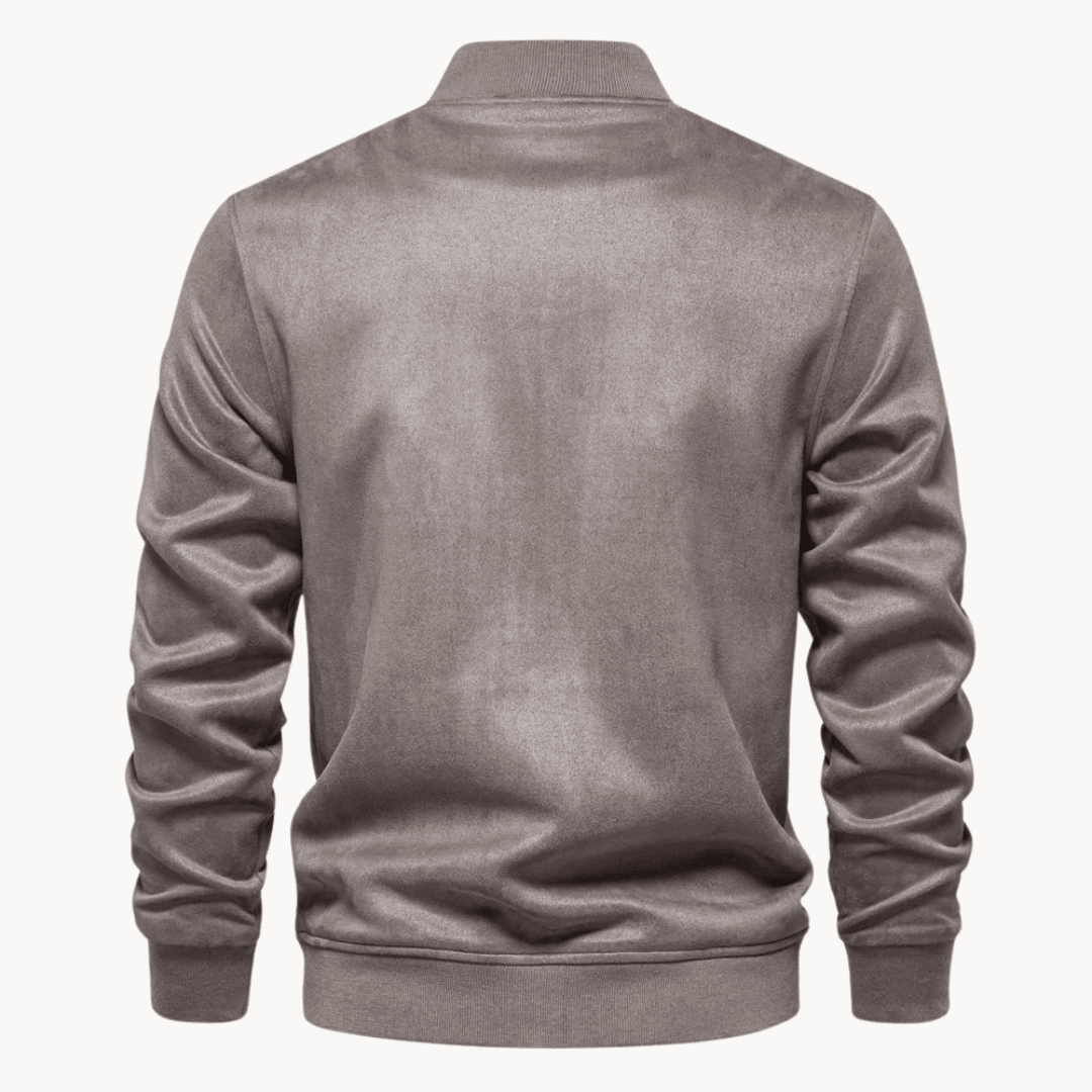 Bomberjakke i ruskind med knaplukning til Herre - LunorWear