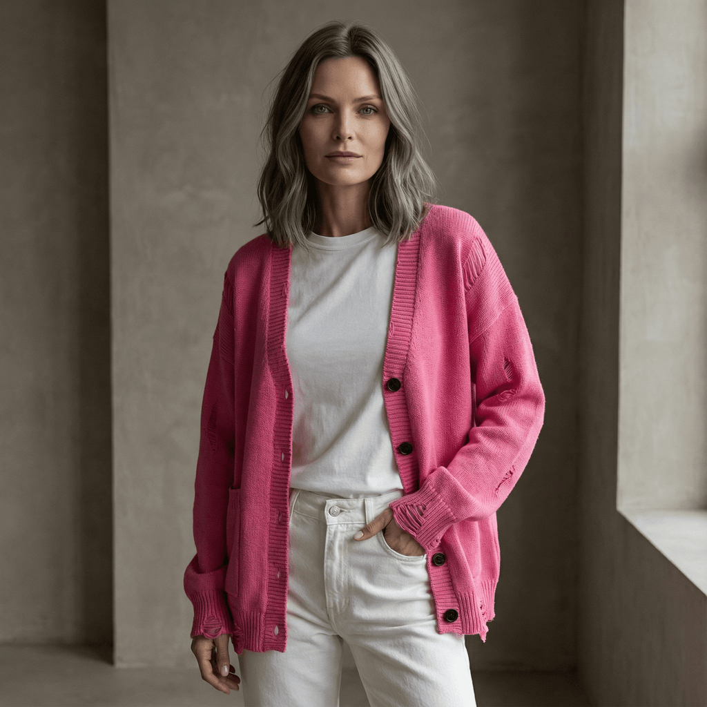 Cardigan med V-hals i sort til Dame - LunorWear