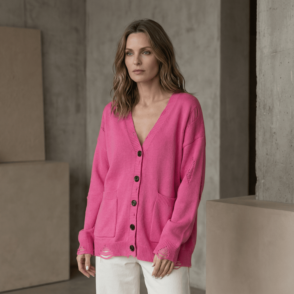 Cardigan med V-hals i sort til Dame - LunorWear