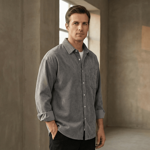 Corduroy skjorte med brystlomme til Herre - LunorWear