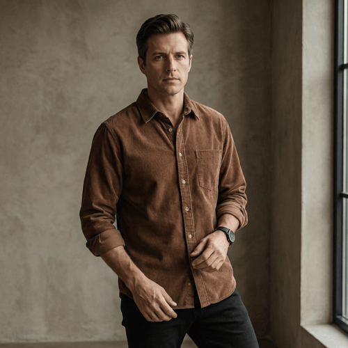 Corduroy skjorte med brystlomme til Herre - LunorWear