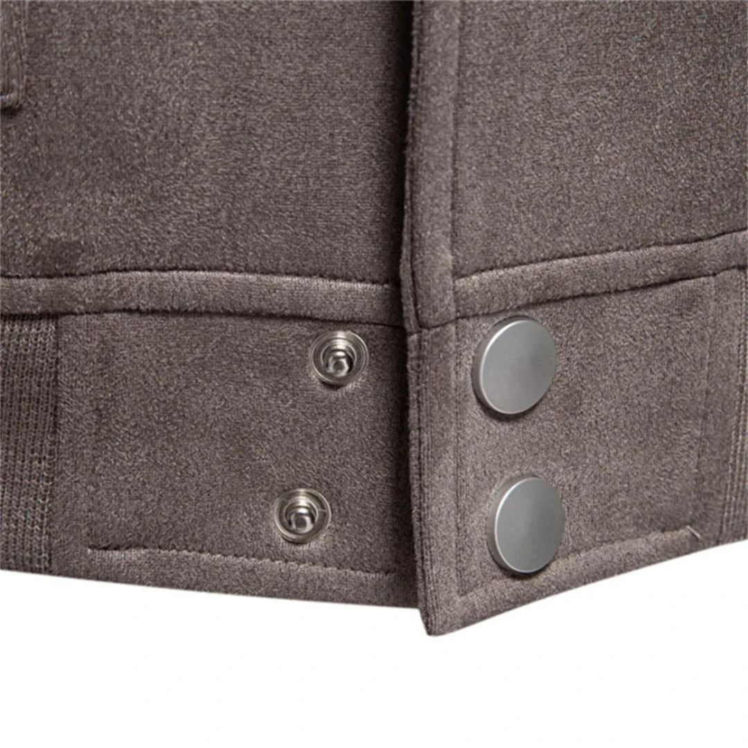 Bomberjakke i ruskind med knaplukning til Herre