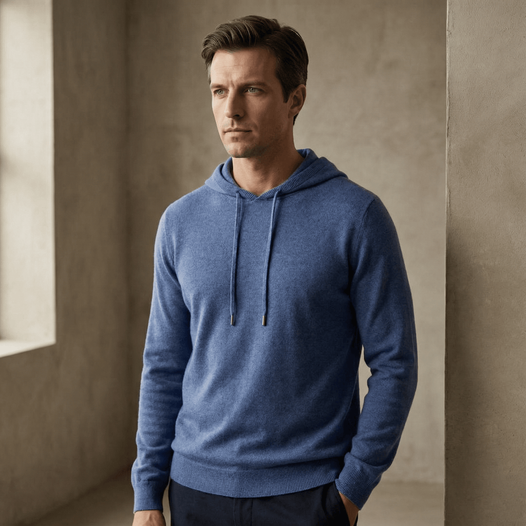 Strikket hættetrøje i merinould til Herre - LunorWear