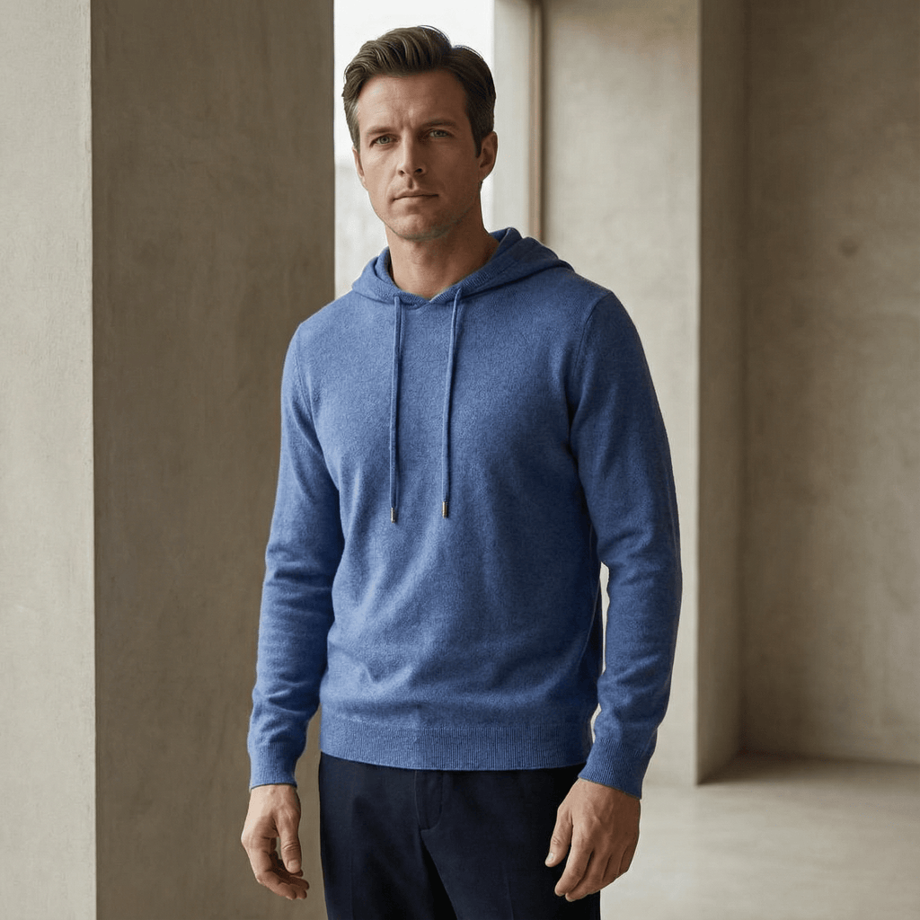 Strikket hættetrøje i merinould til Herre - LunorWear