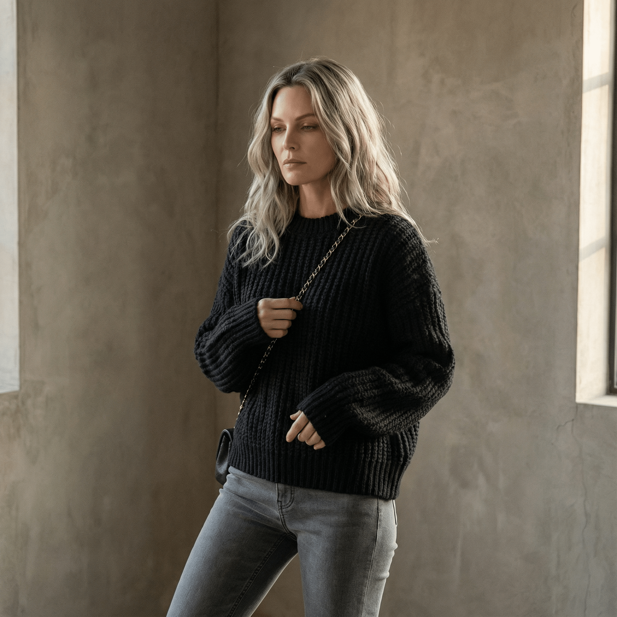 Striktrøje med rund hals til Dame - LunorWear