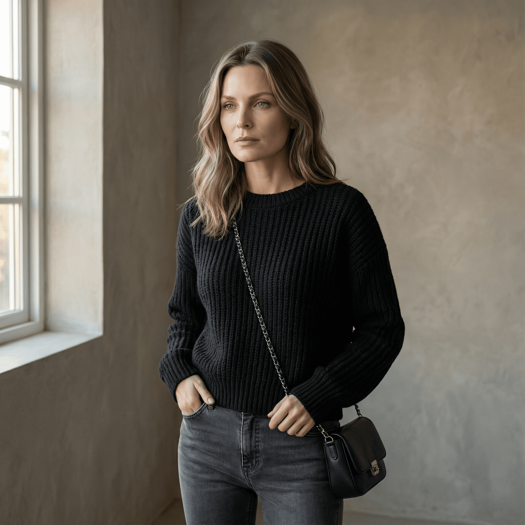 Striktrøje med rund hals til Dame - LunorWear