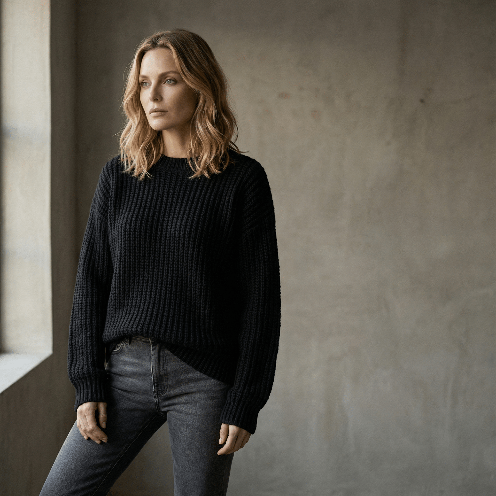 Striktrøje med rund hals til Dame - LunorWear