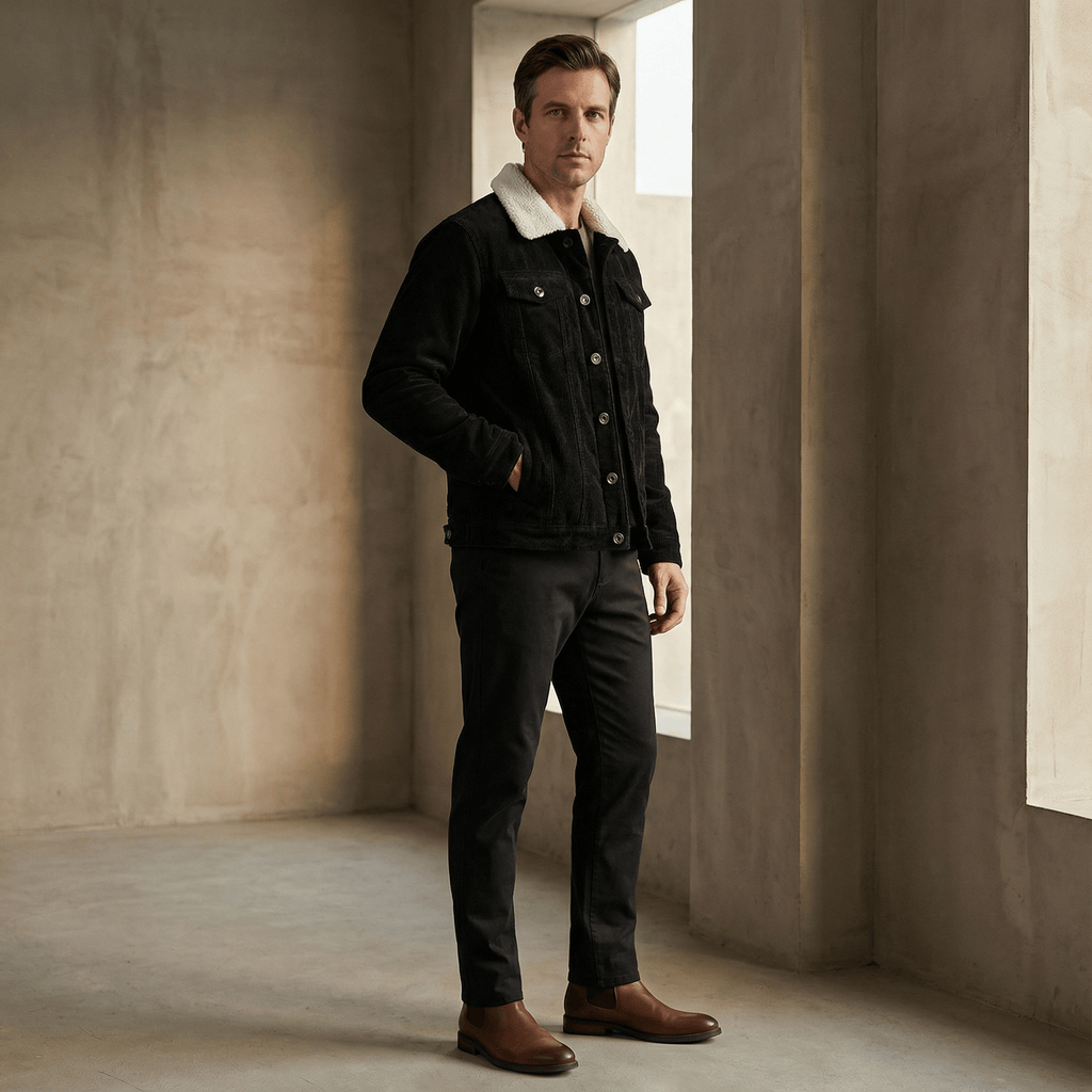 Vindjakke i bomuld med teddykrave til Herre - LunorWear